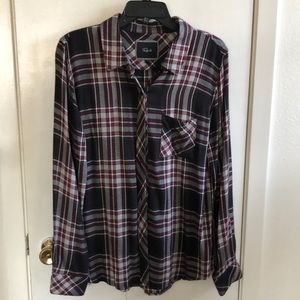 Rails black red white flannel top medium